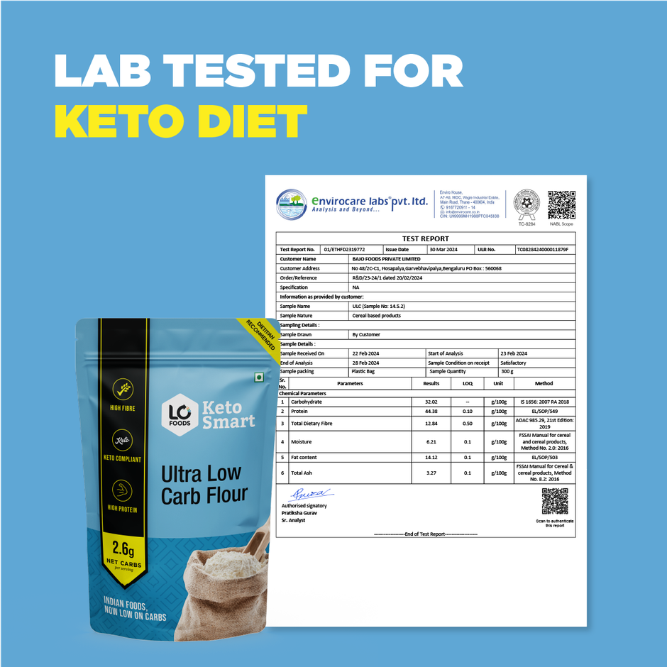 Lo Foods Ultra Low Carb Keto Flour Low GI Low Carb High Protein Atta with Almond Flour