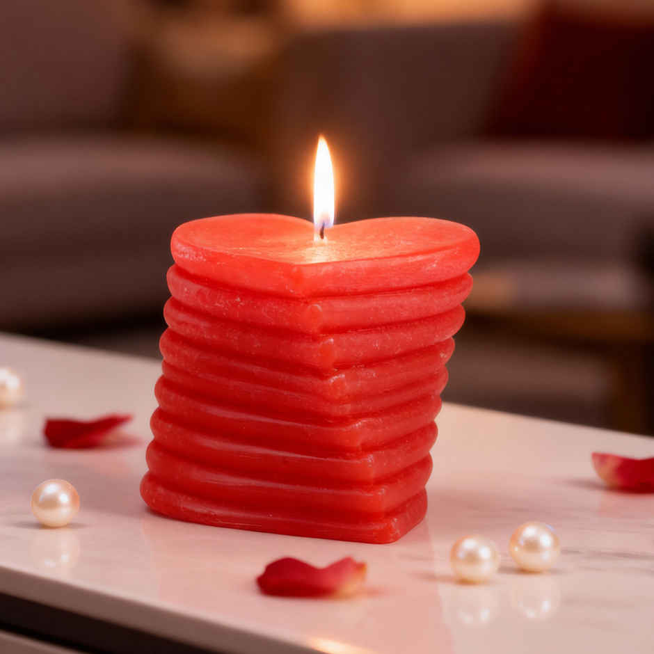 Ekam Crimson Kiss Heart Pillar Candle