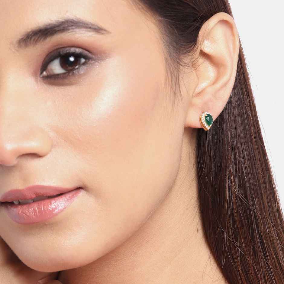 Carlton London 18kt Gold Plated with CZ Tead Drop Stud Earring | B823108E-1