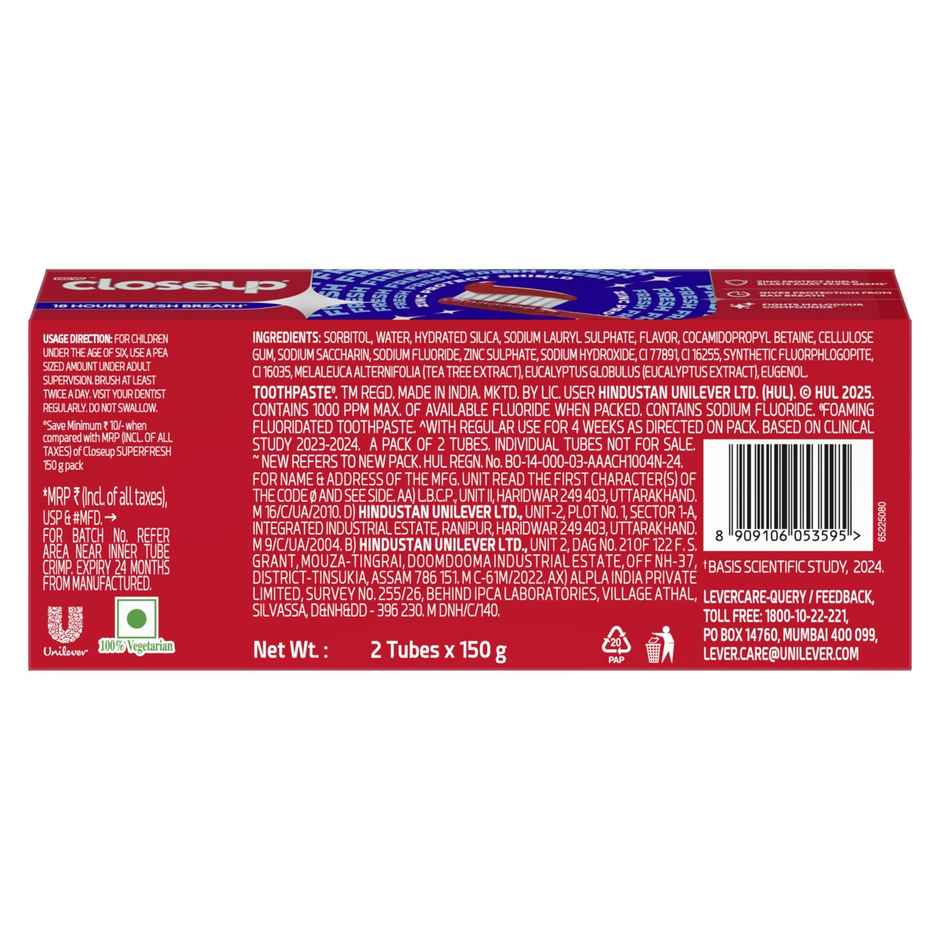 Closeup Toothpaste | Long lasting 18 Hours Of Fresh Breath & White Teeth (Pack of 2)