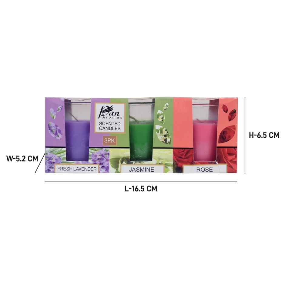 Pan Aromas 3-Pack Shot Glass Candle - Rose | Jasmine | Lavender Combo
