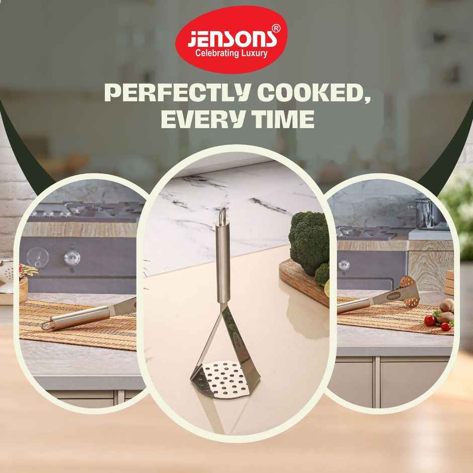 Jensons Stainless Steel Potato Masher | Heavy Duty Pav Bhaji & Vegetable Masher | Food Grade