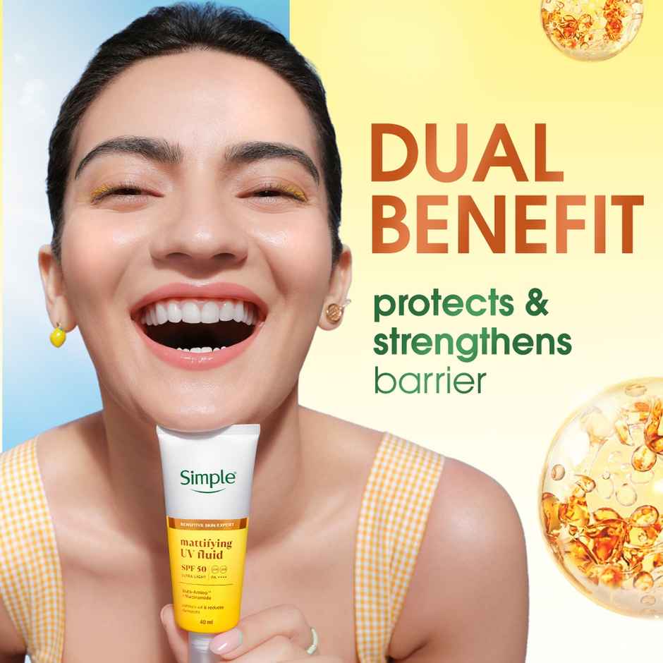 Simple Mattifying UV Fluid SPF 50 PA++++ with Niacinamide Sunscreen for Oily & Sensitive Skin