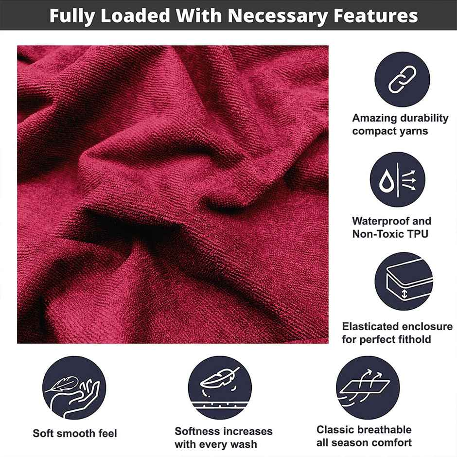 Sassoon Double Size Bed Mattress Protector | 6 x 6.5 Feet | Maroon