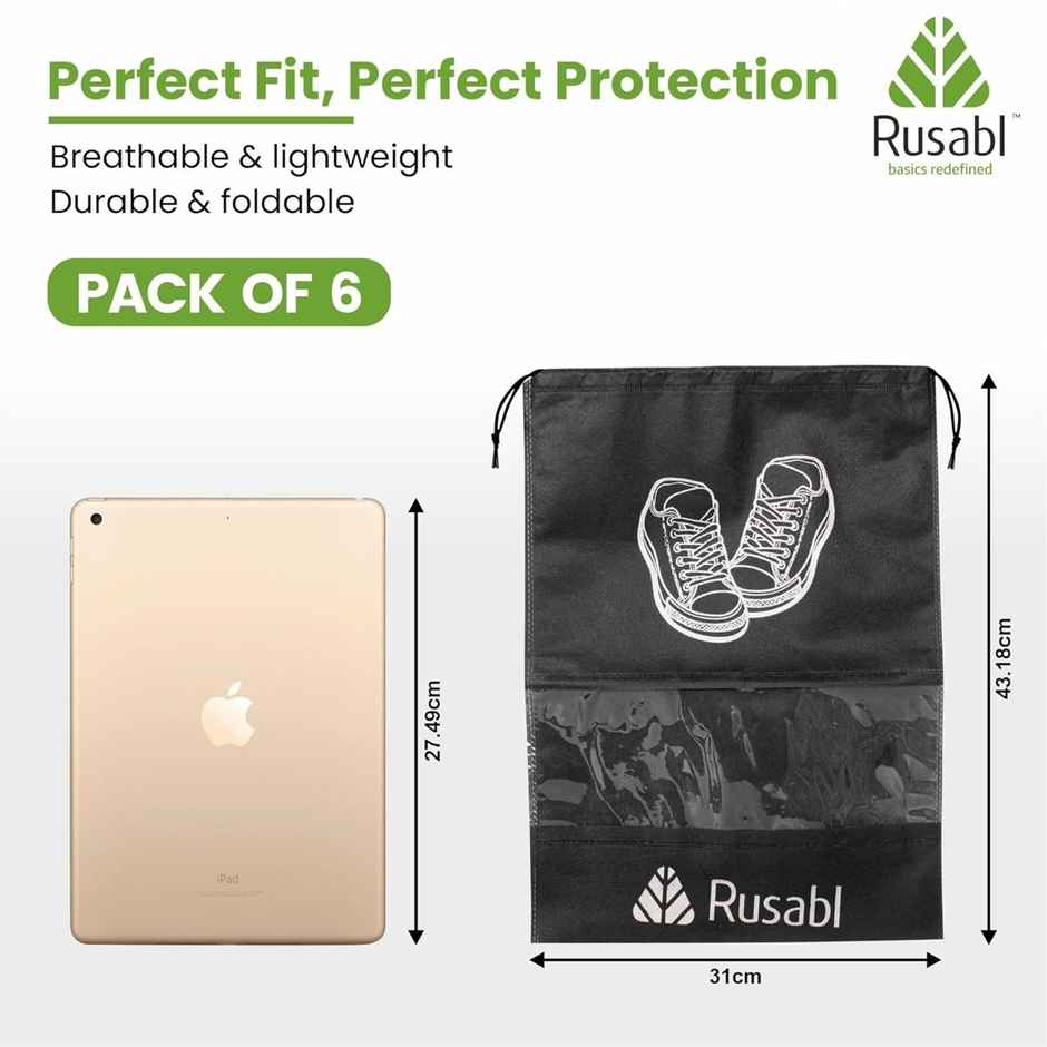 Rusabl Shoe Bag for Travel - Black | Travel Organiser for Women & Men