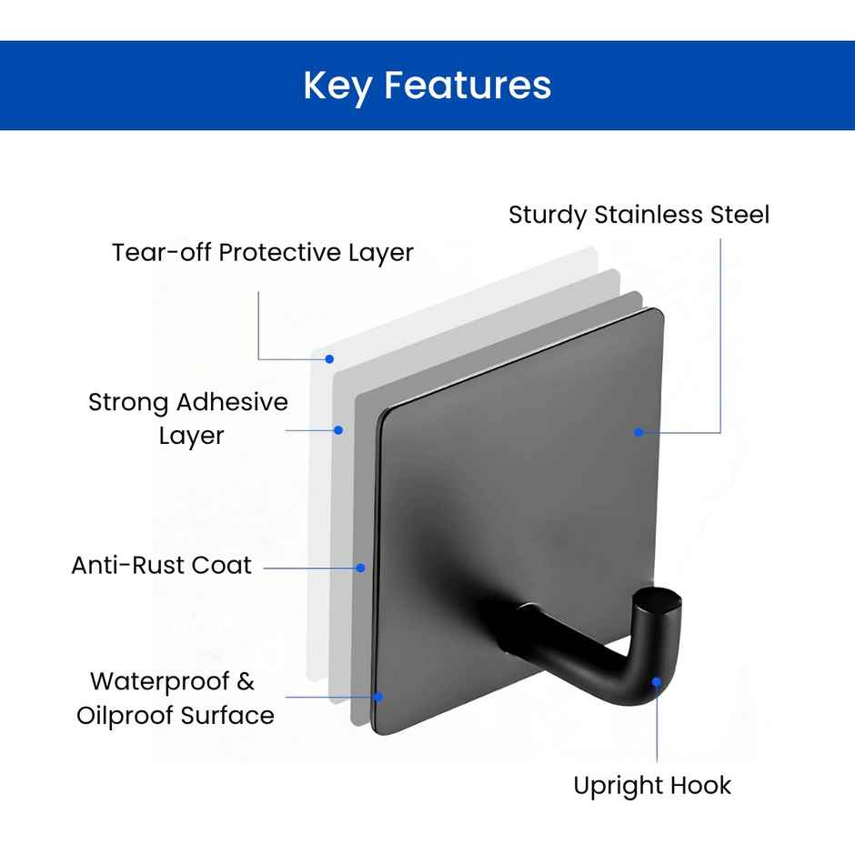 Zulaxy Premium Self-Adhesive Metal Wall Hooks - Heavy Duty & Waterproof