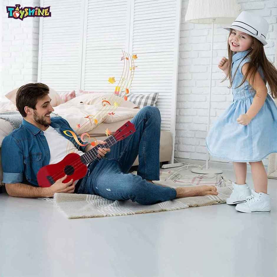 Toyshine 4-String Acoustic Guitar for Kids, 18" Learning Toy, Assorted Colors