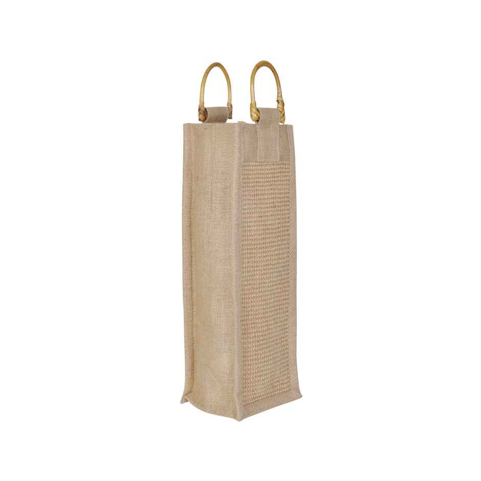 Jute Cottage Carry Bag - Dobby Bottle Bag | Eco-friendly | Stylish | Natural | 14 x 5 x 4.5