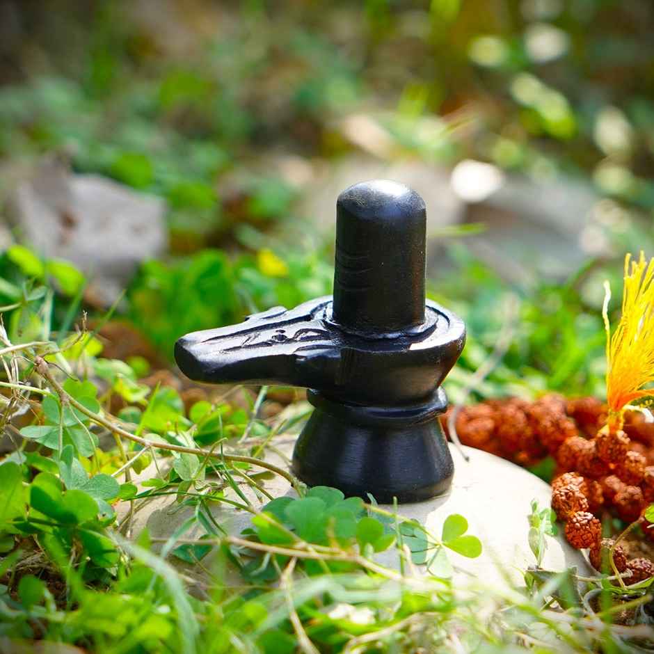 Black Marble Shivling | Shiva Lingam for Home Temple | Servdharm