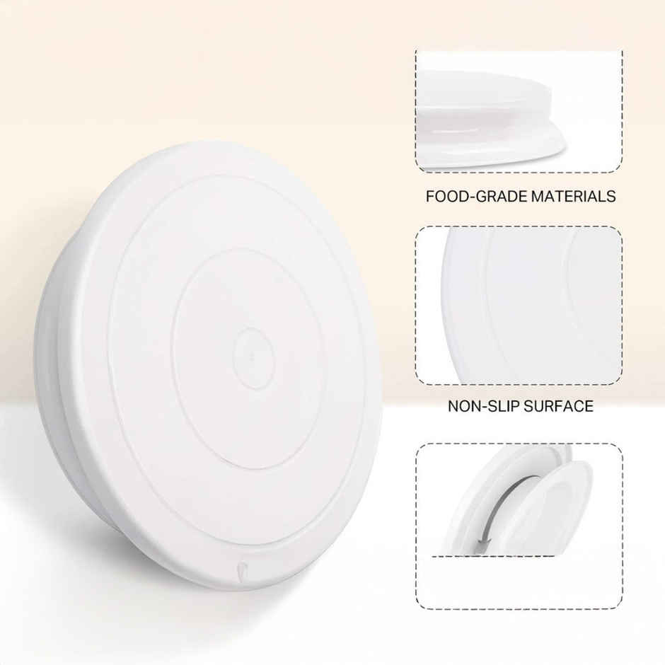 ReeQ 360 Degree Rotating Cake Turntable | Non-Slip Cake Decorating Tray | Food-Grade Icing Stand