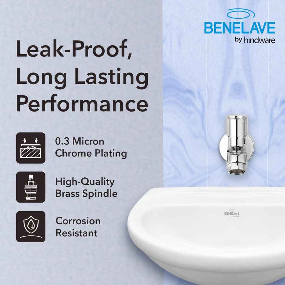 Benelave By Hindware Volga Universal Bib Tap For Bathroom | Brass With Chrome Finish