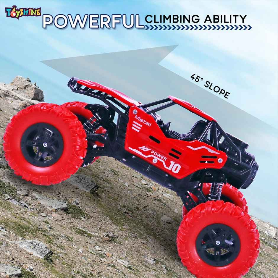 Toyshine 1:16 Scale 27Mhz Smoke Rock Crawler Monster RC Truck | With Booster Spray Function | Red