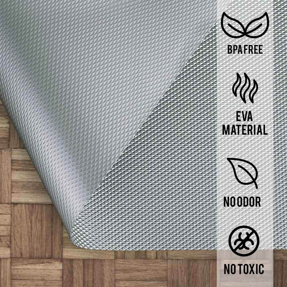 Story@home Eva Anti Slip Mat Diamond Shelf Liner Roll | Light Grey