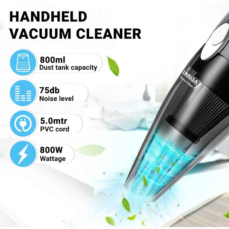 INALSA Vacuum Cleaner for Home & Car,Powerful 800 W Motor,16Kpa Suction,Handheld Vacuum Cleaner,Hepa Filter, Mini Small Vacuum Cleaner,Sofa Cleaner,Portable Vacuum Cleaner