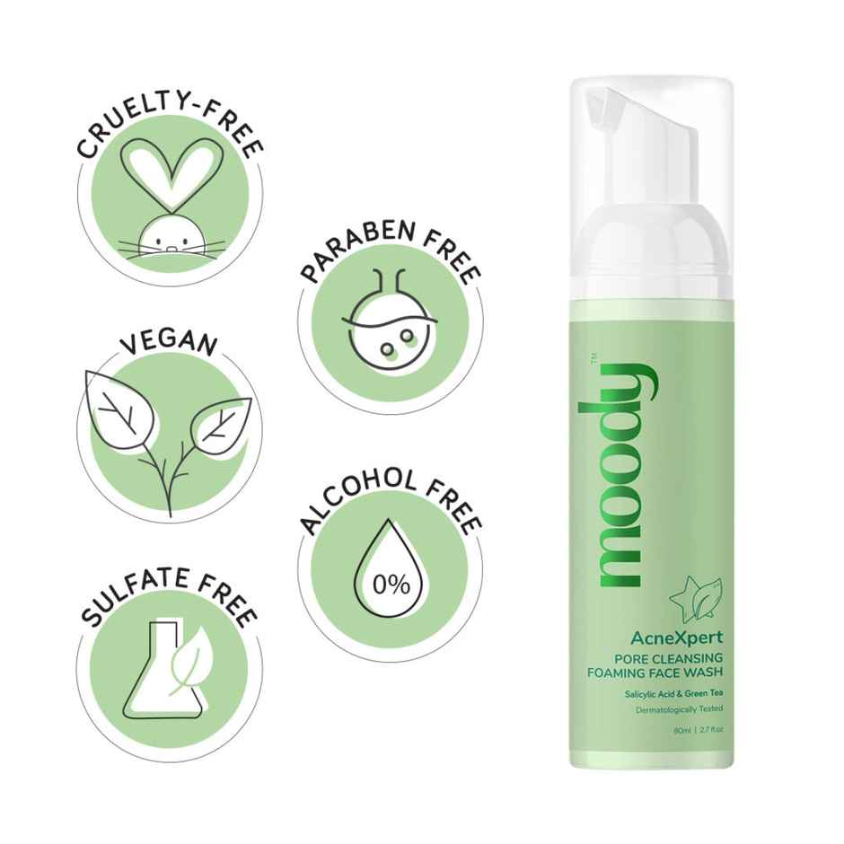 Moody Acnexpert Foaming Face Wash Salicylic Acid & Green Tea (80 Ml)