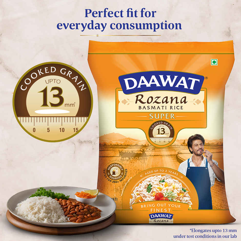 Saffola Gold Oil (Pouch) 1 l * 3 & Daawat Rozana Basmati Rice Super 90 5 kg with 1 kg Sugar Free