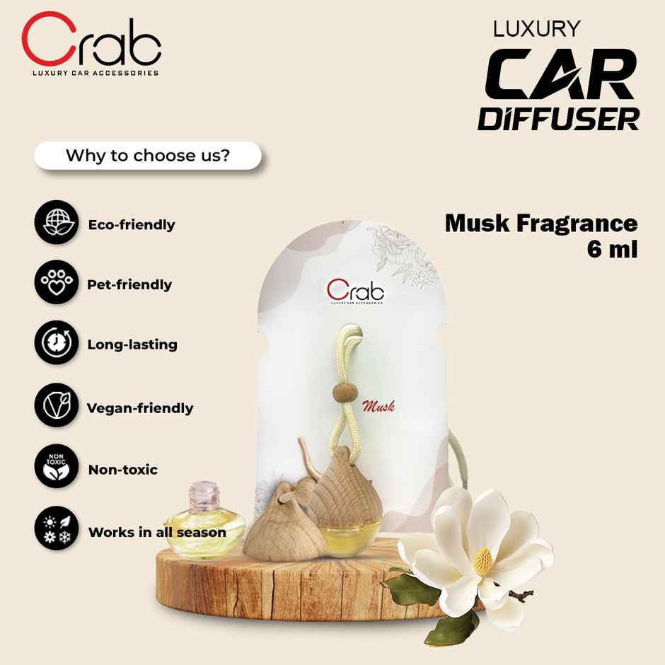 Crab Premium Musk Hanging Car Perfume Pod | Elegant & Long-Lasting Luxury Air Freshener
