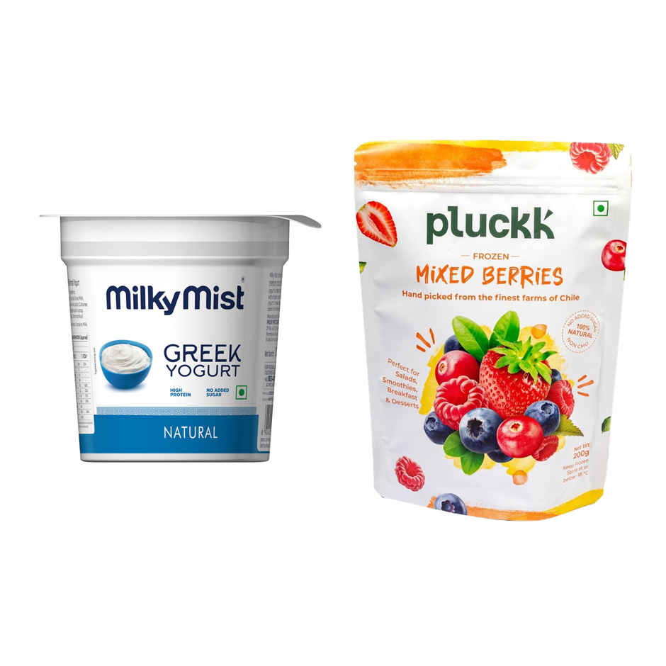 Milky Mist Fruit Yogurt Blueberry (100ml) & Pluckk Frozen Blueberry (200g) Combo