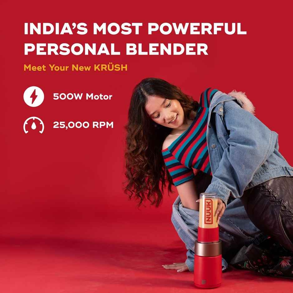 Nuuk Krush Blender | 6 Patended Titanium Blades | 24500 RPM Motor | 500W | Nuuk Red