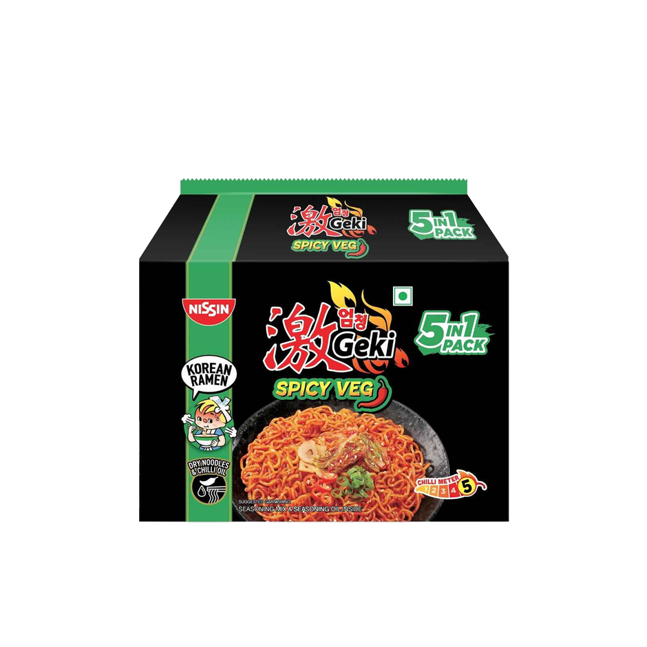 Nissin Geki - Spicy Veg Korean Ramen Noodles | 5 in 1 pack