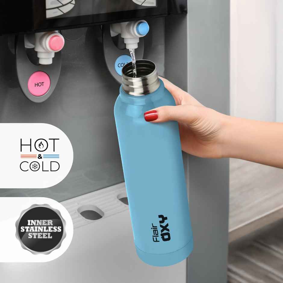 Flair Oxy Stainless Steel Inner Insulated Water Bottle | Blue | 900 ml