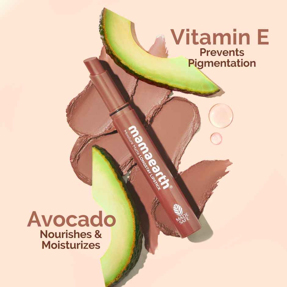 Mamaearth Moisture Matte Longstay Lipstick With Avocado Oil & Vitamin E - Cinnamon Nude