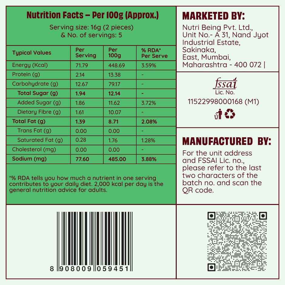 The Health Factory Elaichi Rusk | Zero Maida | Source of Protein & Fibre | Wheat Rusk Toast | Tea Time Snack