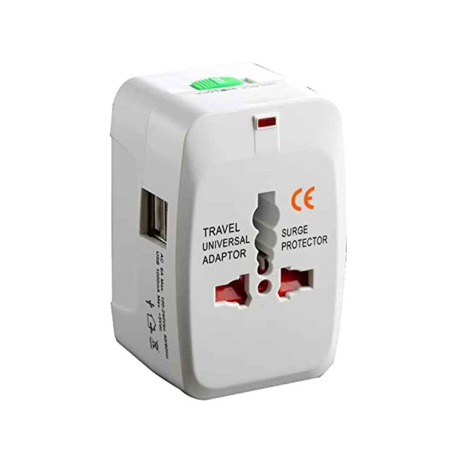 Universal All-In-One Worldwide International USB Travel Adapter - 2 USB Support - White