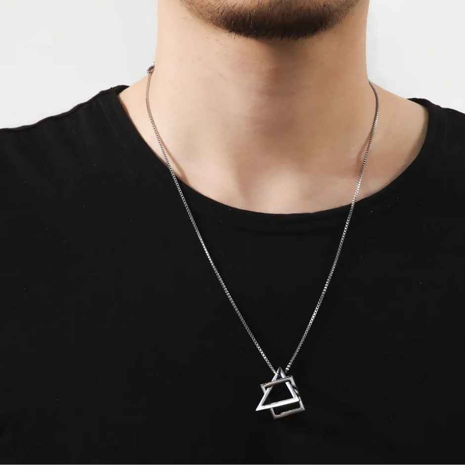 Fashion Frill Men's Triangle Pendant Chain Silver Onesize