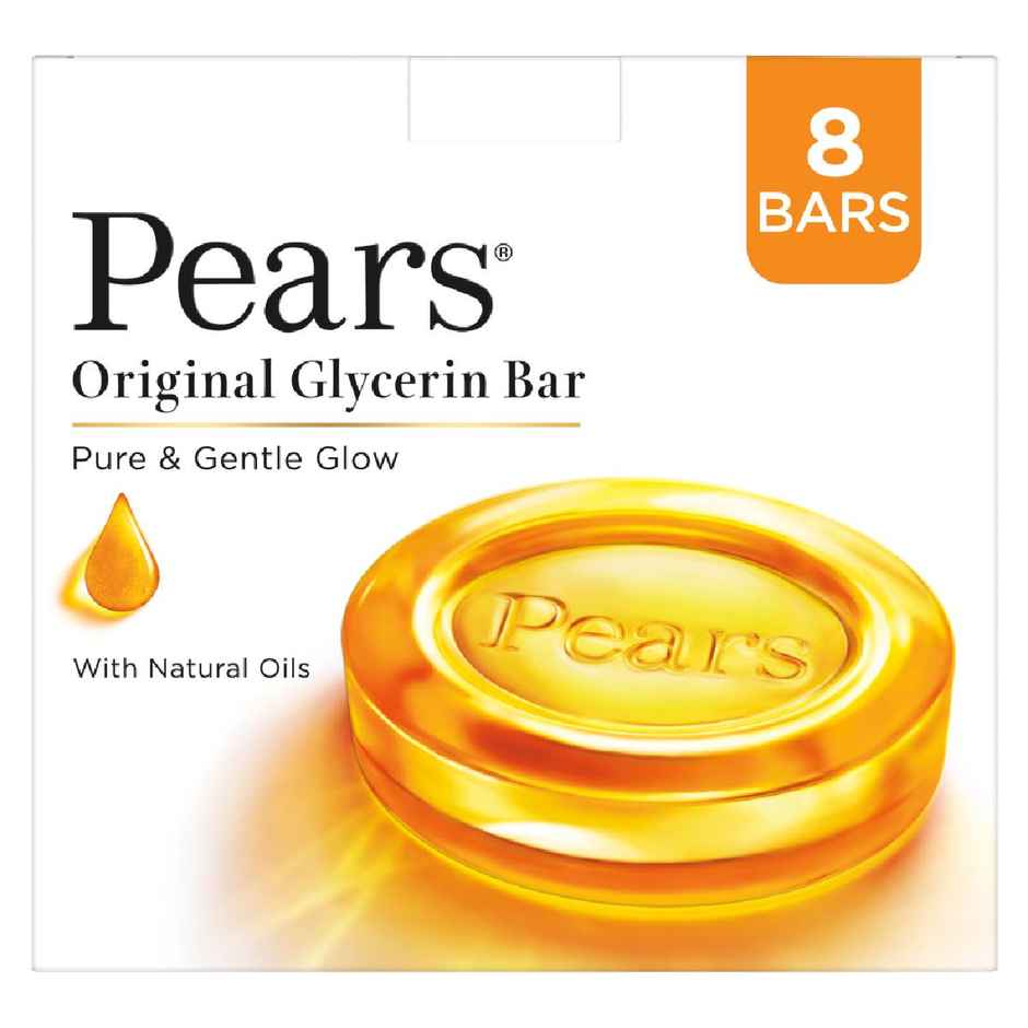 Pears Moisturising Bathing Bar Soap With Glycerine Pure & Gentle - For Golden Glow - (125G X 8)