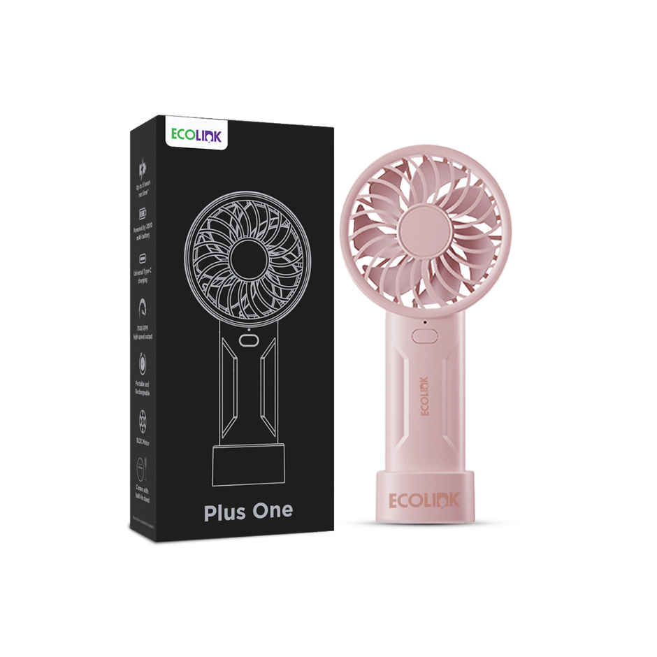 EcoLink Plus One Handheld Fan (Pink) | USB Rechargeable