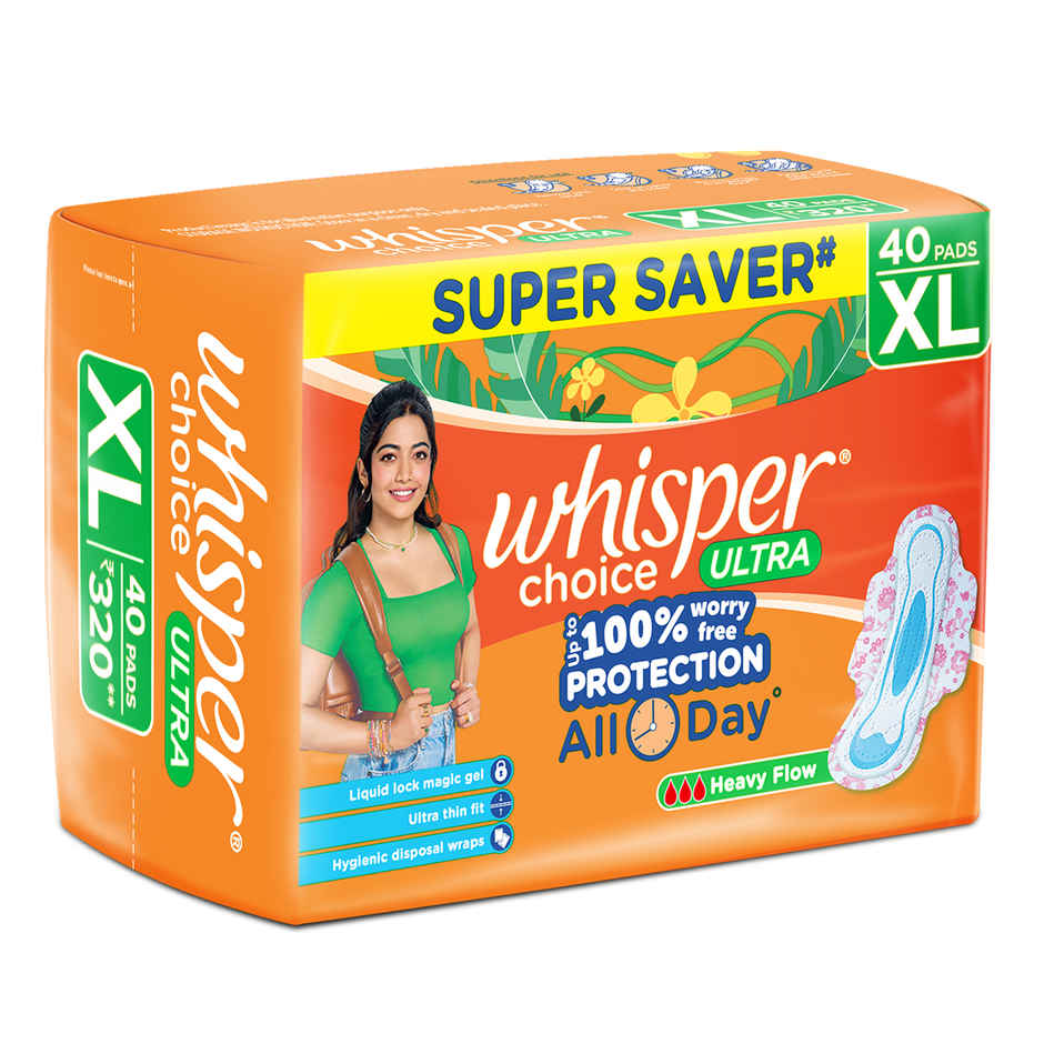 Whisper Choice Ultra Sanitary Pads | XL | 40 pcs