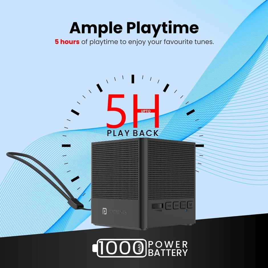 Portronics Bounce 2, Portable Bluetooth Speaker - Black