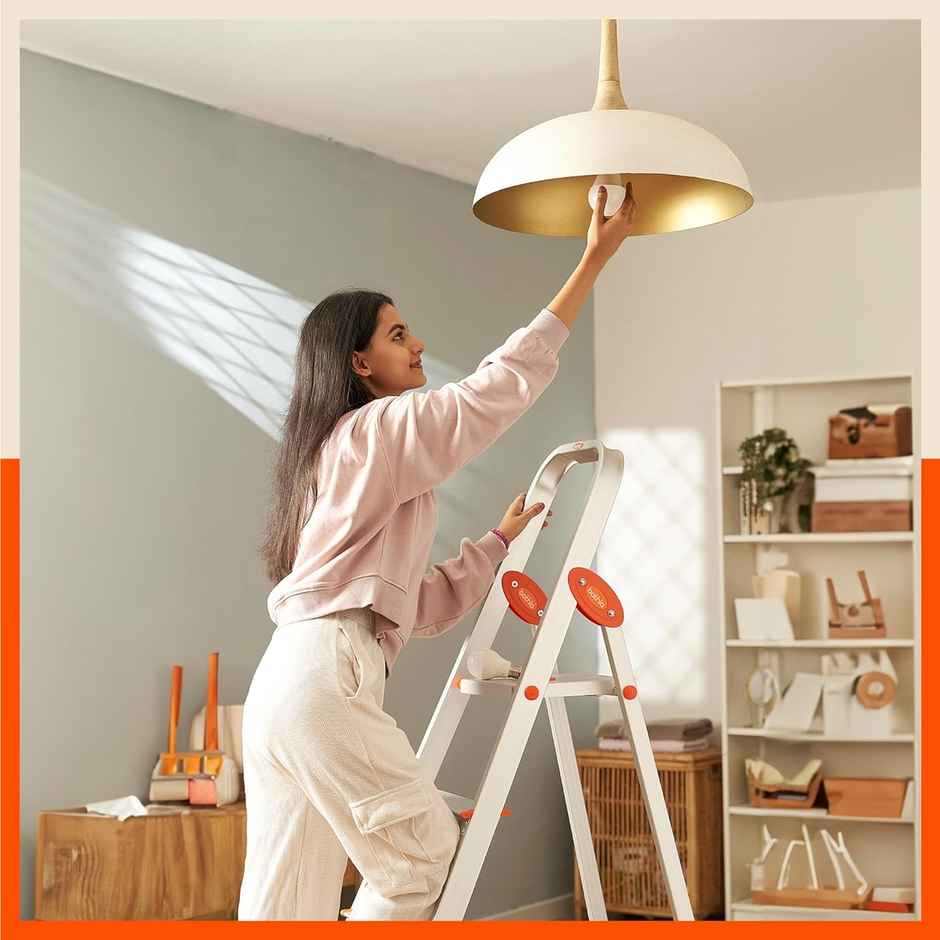 Bathla 6-Step Aluminium Foldable Ladder | Anti-Slip Heavy Duty Scratch Resistant | Advance | Orange