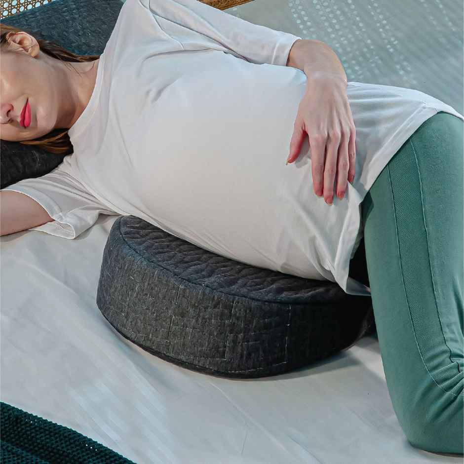 The White Willow Pregnancy Pillow | Memory Foam Wedge Cushion for Belly & Side Sleep Support - Grey