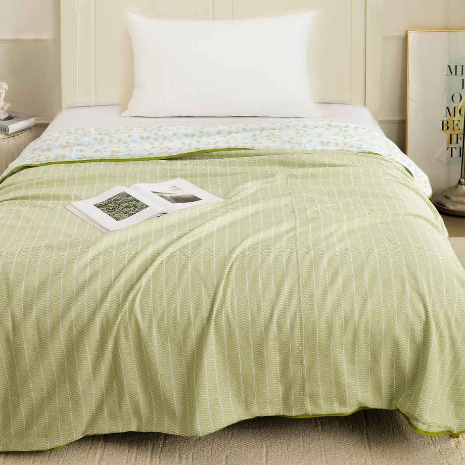 Story@home Printed Single Dohar/Duvet Cover (Cotton, Green) (220x144x2 cms)