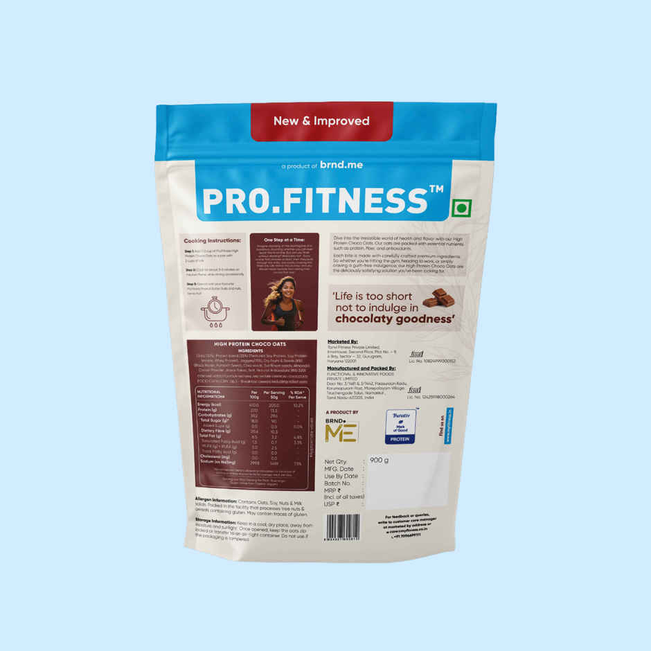 Pro.Fitness 27g High Protein Oats By Myfitness|Dark Chocolate Oats With Almonds And Organic Jaggery
