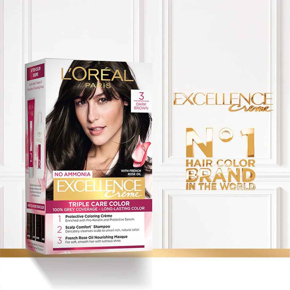 L'Oreal Paris Excellence Creme Hair Color, 3 Dark Brown