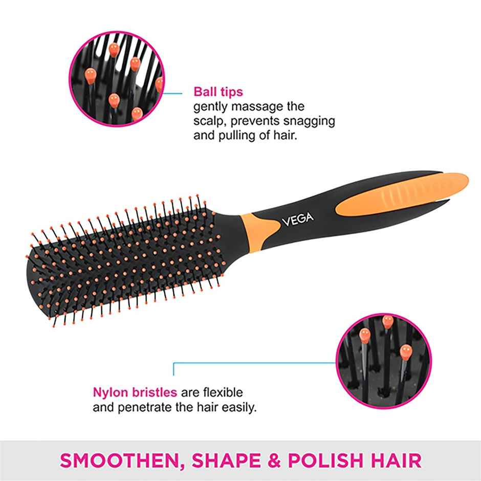 VEGA Flat Hair Brush with Sectioning Clip for Men and Women|E20-FB