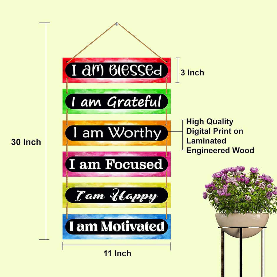 Indianara Set of 6 Motivational Quotes MDF Wall Hanging Decorative Wall Art - 4552WH