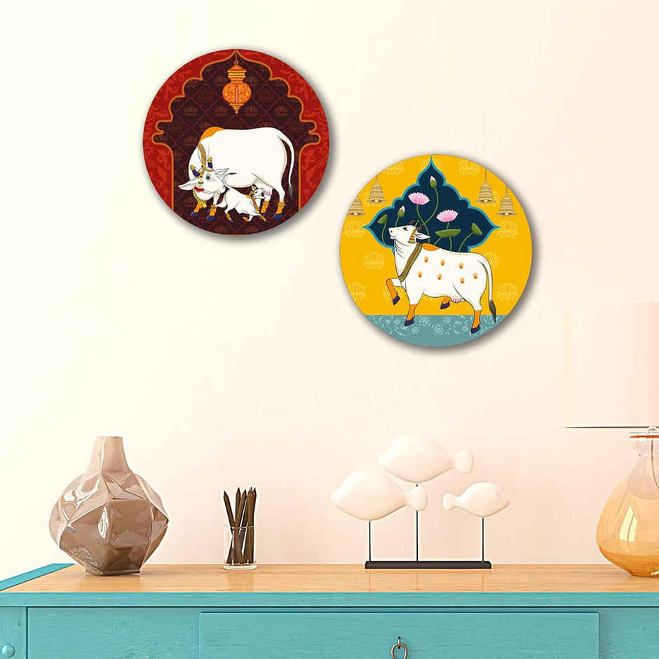 Indianara Set of 2 Beautiful Pichwai Round Shape Wall Painting