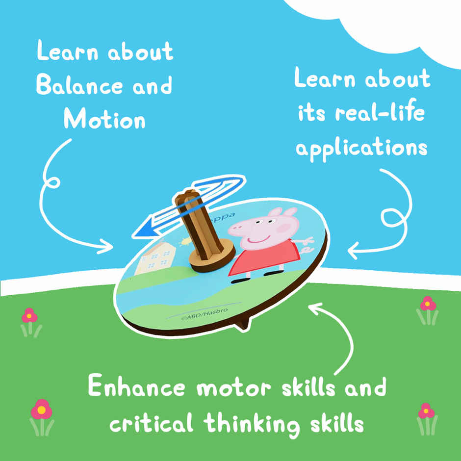 ThinkerPlace Peppa & Red Car Spinning Tops | Interactive Learning & Fun Spinning Tops (Age 3+)