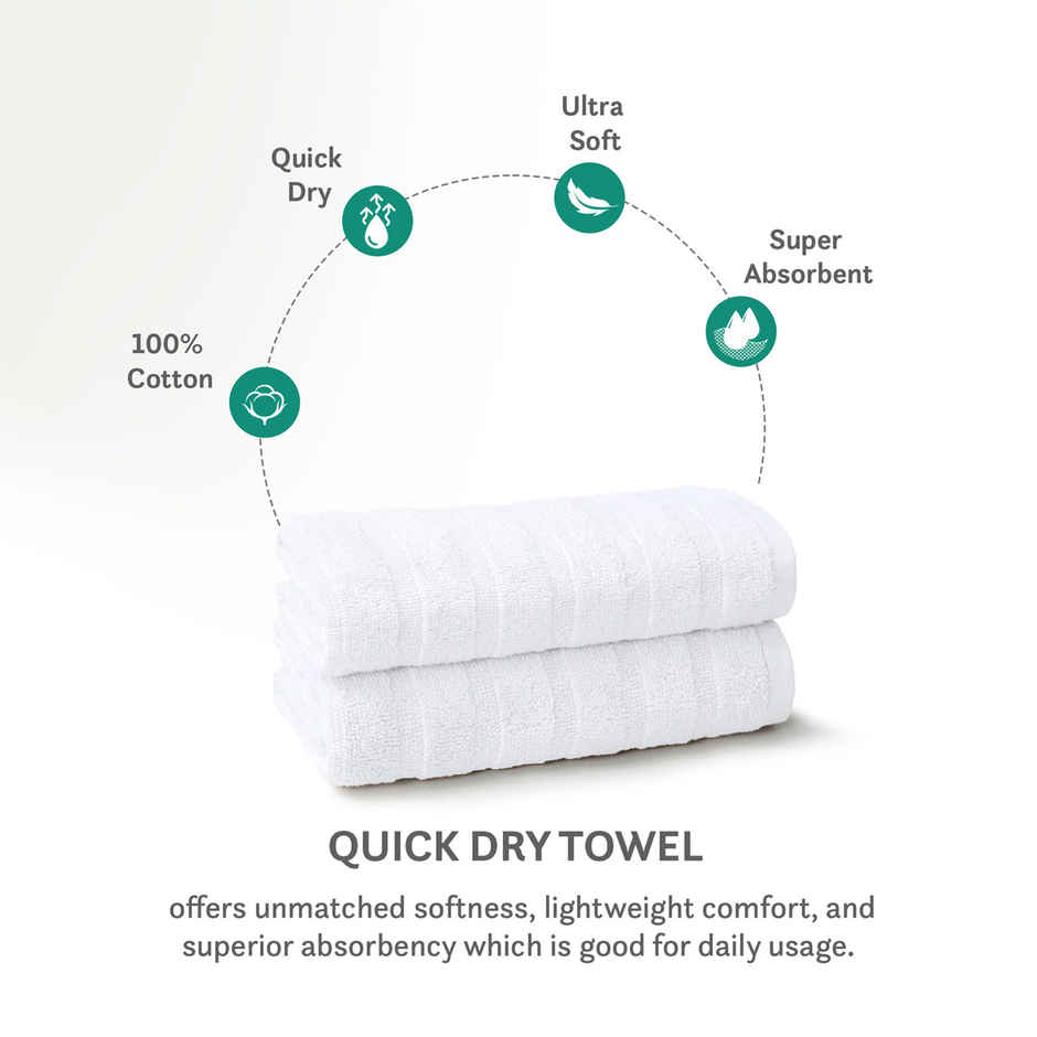 Mytrident Quick Dry Cotton Hand Towel Set | 16 x 28 in | White