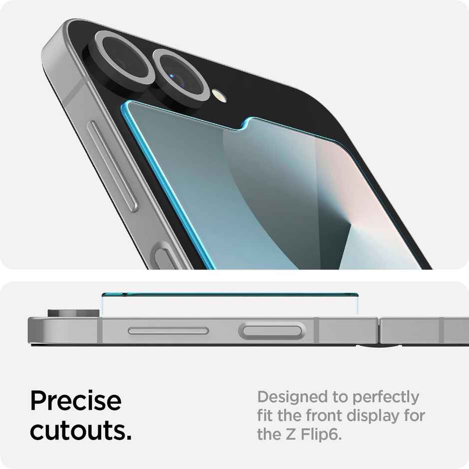 Spigen Ez Fit Tempered Glass Screen Protector Guard For Samsung Galaxy Z Flip 6 Smartphone (2 Pack)