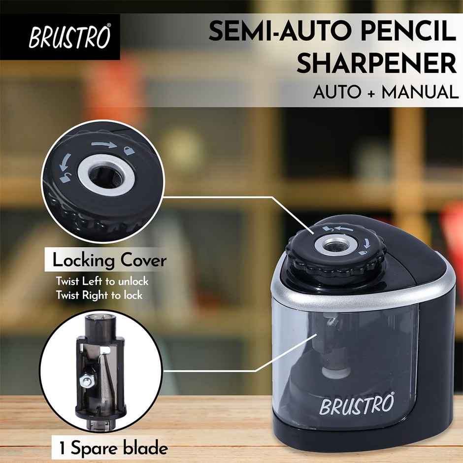 Brustro Semi Auto Pencil Sharpener | Auto + Manual