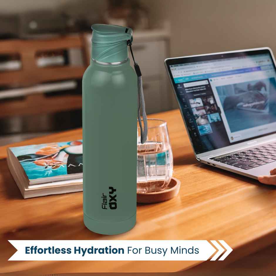 Flair Stainless Steel Oxy Inner Insulated Water Bottle | Green - 900 ml