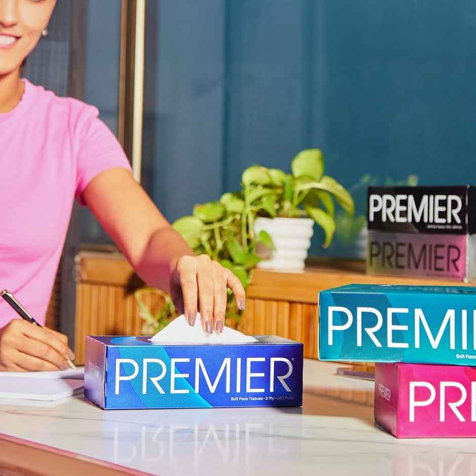 Premier 4 in 1 Face Tissue Box | 100 pulls each | 2 ply | Pack of 4