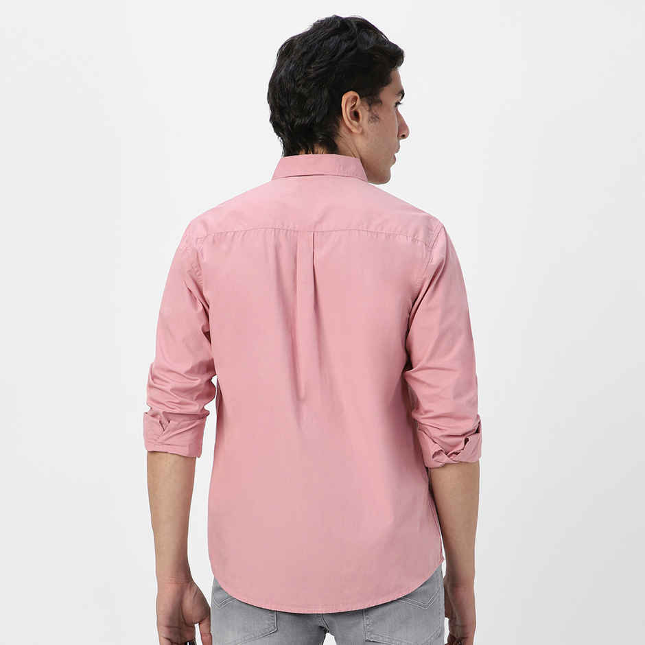 Urbano Fashion Men's Regular Fit Casual Solid Full Sleeve Cotton Shirt | Pink - M