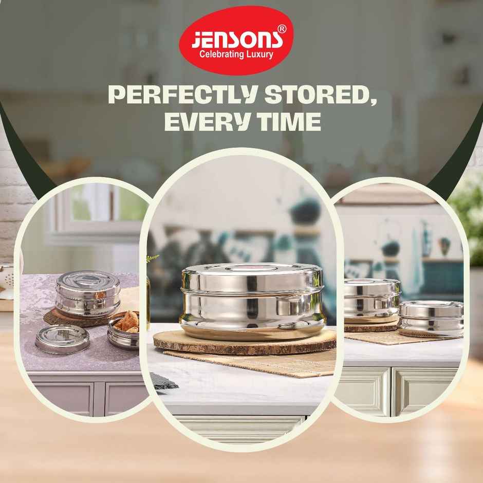 Jensons Stainless Steel Belly Shape Poori Dabba 9 Inch