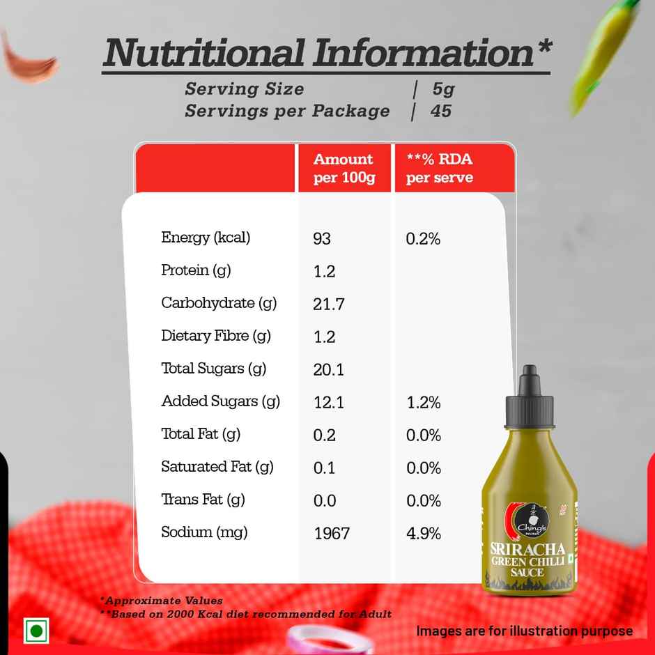 Ching's Secret Sriracha Green Chilli Sauce, Dip, Spread, Cook, Drizzle